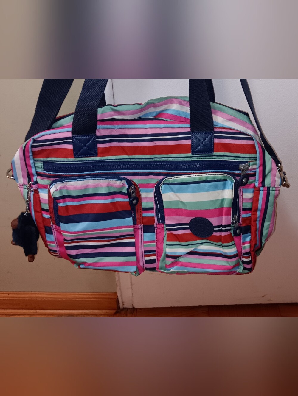 Kipling Striped Multicolor Travel Tote